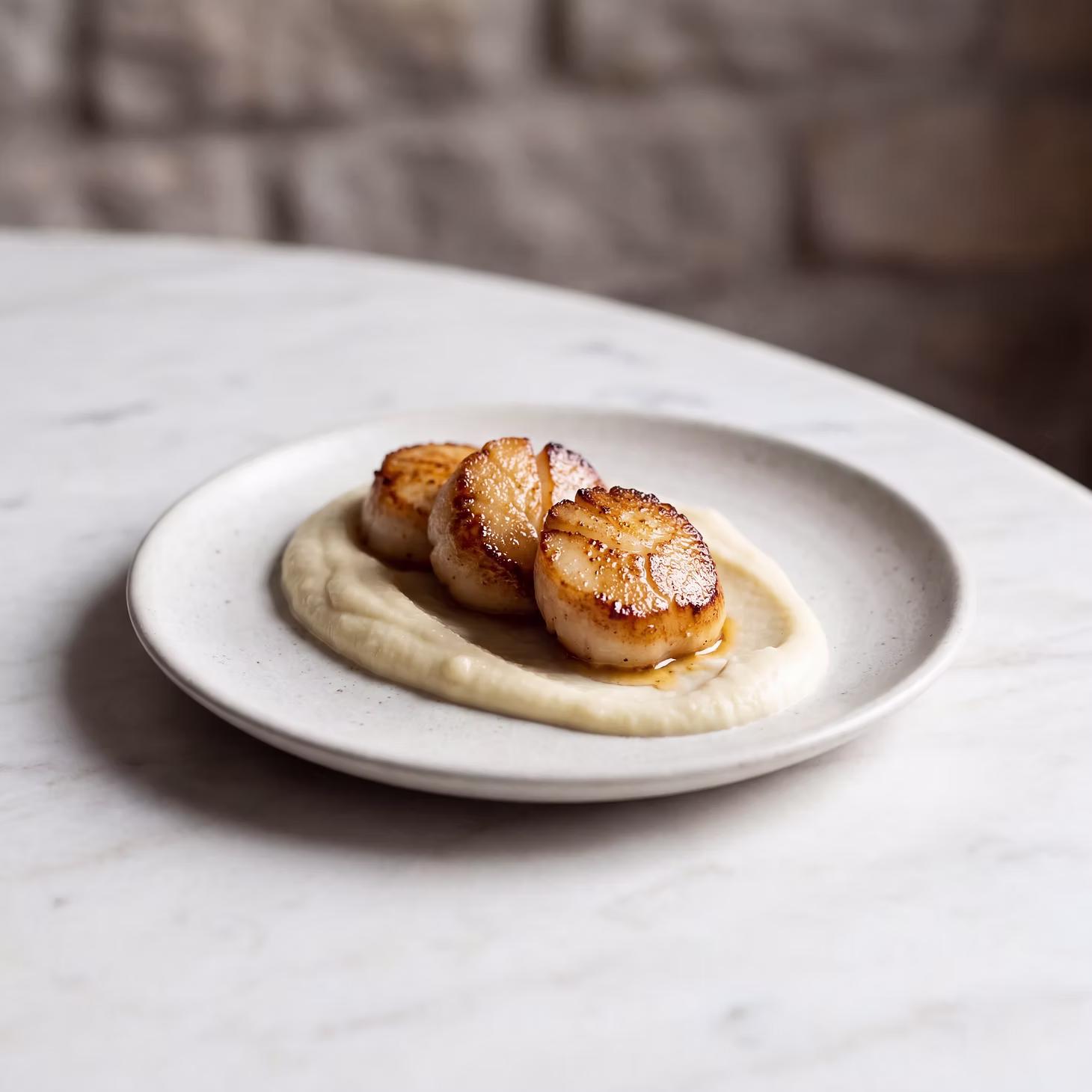 Grillet kamskjell som forrett til catering