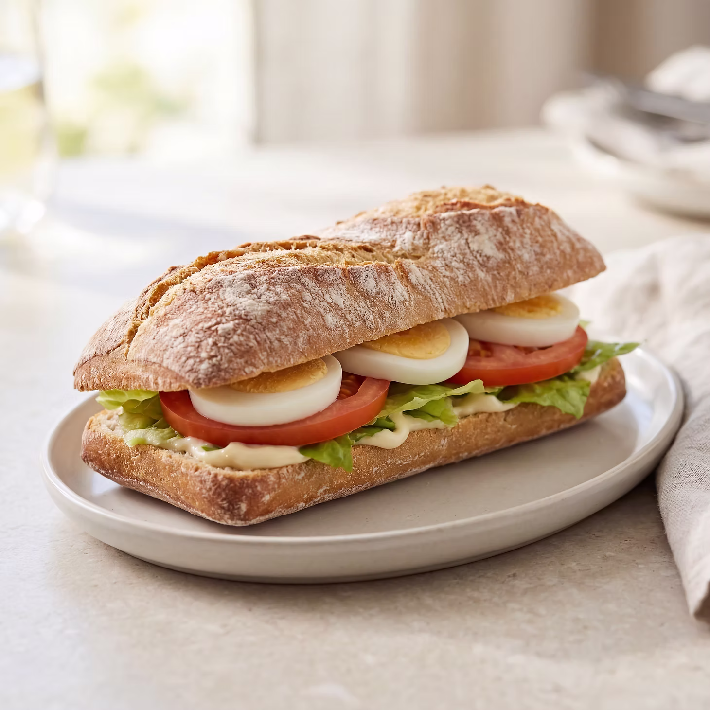 Baguette med egg & tomat